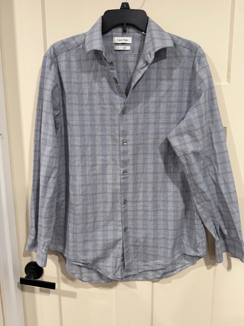 Calvin Klein Gray-Blue Plaid Men's Dress Shirt